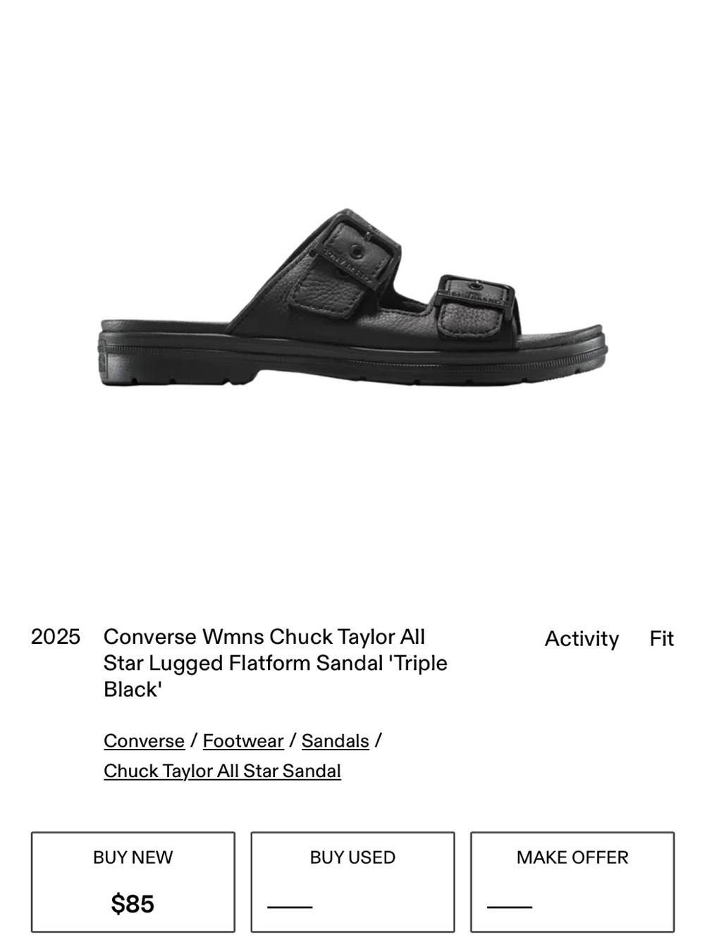 Converse Chuck  Taylor All Star Lugged Flatform Sandal